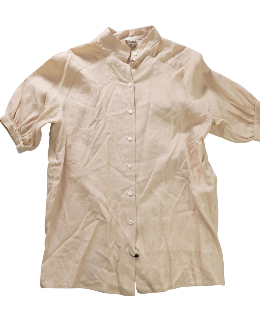 $595 ELEVENTY - Tan Linen Shirt - 2US